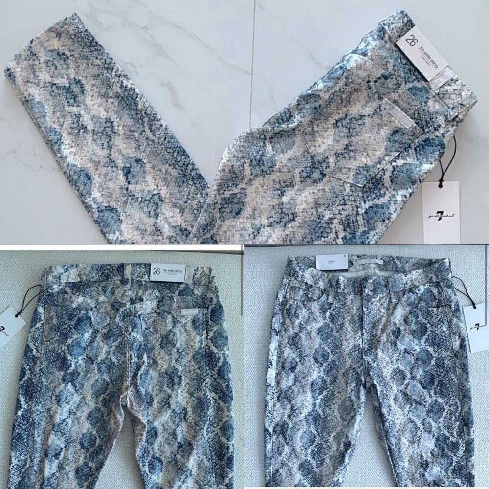 Snake 🐍 Print Stretch Ankle Length Pants Denim
